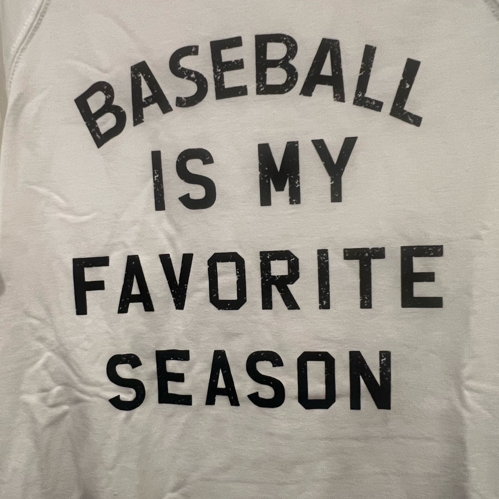 NWT-White Womens Baseball is my Favorite Season Sweatshirt - Picture 2 of 5